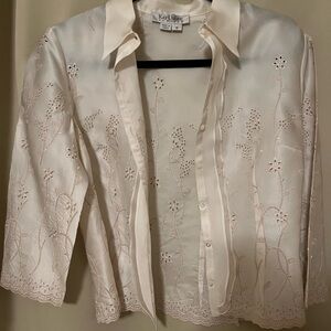 Kay Unger Cream Embroidered Blouse